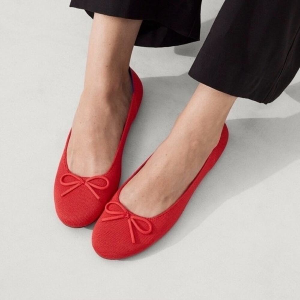 Rothy's The Ballet Flat in Glamour Red Slip On Shoes Womens Size 6.5